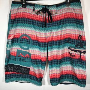 LRG Hound Doggie Men's 34 Multicolor Geometric Board Shorts